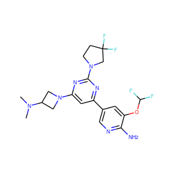 CN(C)C1CN(c2cc(-c3cnc(N)c(OC(F)F)c3)nc(N3CCC(F)(F)C3)n2)C1 ZINC000653754933