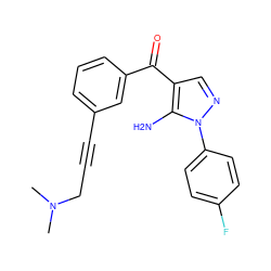 CN(C)CC#Cc1cccc(C(=O)c2cnn(-c3ccc(F)cc3)c2N)c1 ZINC000013683036