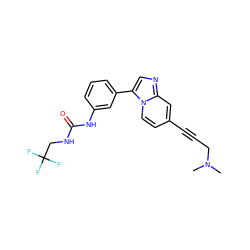 CN(C)CC#Cc1ccn2c(-c3cccc(NC(=O)NCC(F)(F)F)c3)cnc2c1 ZINC000147317443