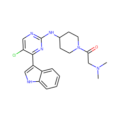 CN(C)CC(=O)N1CCC(Nc2ncc(Cl)c(-c3c[nH]c4ccccc34)n2)CC1 ZINC000028896606