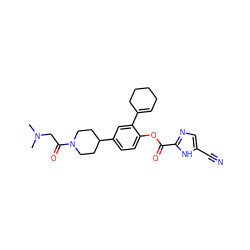 CN(C)CC(=O)N1CCC(c2ccc(OC(=O)c3ncc(C#N)[nH]3)c(C3=CCCCC3)c2)CC1 ZINC000169701494