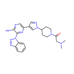 CN(C)CC(=O)N1CCC(n2cc(-c3cnc(N)c(-n4nnc5ccccc54)n3)cn2)CC1 ZINC000474609822