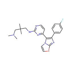 CN(C)CC(C)(C)CNc1nccc(-c2c(-c3ccc(F)cc3)nc3occn23)n1 ZINC000013983481