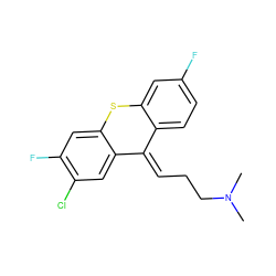 CN(C)CC/C=C1\c2ccc(F)cc2Sc2cc(F)c(Cl)cc21 ZINC000033335529