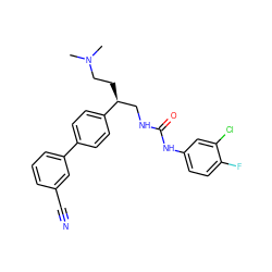 CN(C)CC[C@@H](CNC(=O)Nc1ccc(F)c(Cl)c1)c1ccc(-c2cccc(C#N)c2)cc1 ZINC000028118093