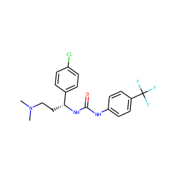 CN(C)CC[C@@H](NC(=O)Nc1ccc(C(F)(F)F)cc1)c1ccc(Cl)cc1 ZINC000013684832