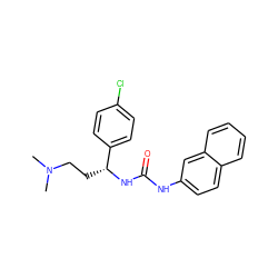 CN(C)CC[C@@H](NC(=O)Nc1ccc2ccccc2c1)c1ccc(Cl)cc1 ZINC000013684845