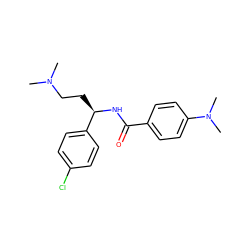 CN(C)CC[C@@H](NC(=O)c1ccc(N(C)C)cc1)c1ccc(Cl)cc1 ZINC000013684716