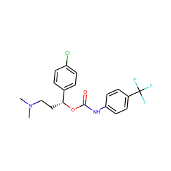 CN(C)CC[C@@H](OC(=O)Nc1ccc(C(F)(F)F)cc1)c1ccc(Cl)cc1 ZINC000013684767