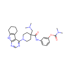 CN(C)CC1(C(=O)Nc2cccc(OC(=O)N(C)C)c2)CCN(c2ncnc3[nH]c4c(c23)CCCC4)CC1 ZINC000653856163