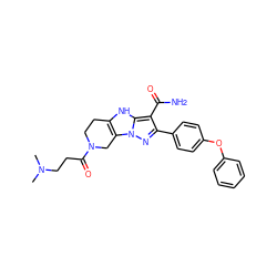 CN(C)CCC(=O)N1CCc2[nH]c3c(C(N)=O)c(-c4ccc(Oc5ccccc5)cc4)nn3c2C1 ZINC001772648132