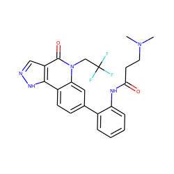 CN(C)CCC(=O)Nc1ccccc1-c1ccc2c3[nH]ncc3c(=O)n(CC(F)(F)F)c2c1 ZINC000220100090