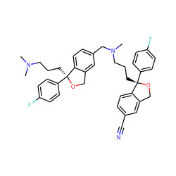 CN(C)CCC[C@@]1(c2ccc(F)cc2)OCc2cc(CN(C)CCC[C@@]3(c4ccc(F)cc4)OCc4cc(C#N)ccc43)ccc21 ZINC000103245758