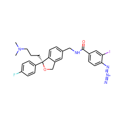 CN(C)CCC[C@@]1(c2ccc(F)cc2)OCc2cc(CNC(=O)c3ccc(N=[N+]=[N-])c(I)c3)ccc21 ZINC000473135867