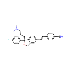 CN(C)CCC[C@]1(c2ccc(F)cc2)OCc2cc(/C=C/c3ccc(C#N)cc3)ccc21 ZINC000058582467