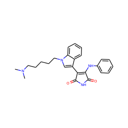 CN(C)CCCCCn1cc(C2=C(Nc3ccccc3)C(=O)NC2=O)c2ccccc21 ZINC000028381399