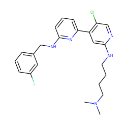 CN(C)CCCCNc1cc(-c2cccc(NCc3cccc(F)c3)n2)c(Cl)cn1 ZINC000169703758