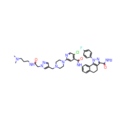CN(C)CCCNC(=O)Cn1cc(CN2CCN(c3cc(C(=O)Nc4ccc5c(c4)-c4c(c(C(N)=O)nn4-c4ccc(F)cc4)CC5)c(Cl)cn3)CC2)cn1 ZINC000095547768