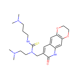 CN(C)CCCNC(=S)N(CCN(C)C)Cc1cc2cc3c(cc2[nH]c1=O)OCCO3 ZINC000036384799