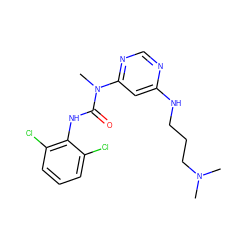 CN(C)CCCNc1cc(N(C)C(=O)Nc2c(Cl)cccc2Cl)ncn1 ZINC000036187631