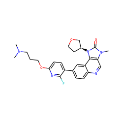 CN(C)CCCOc1ccc(-c2ccc3ncc4c(c3c2)n([C@H]2CCOC2)c(=O)n4C)c(F)n1 ZINC001772573328