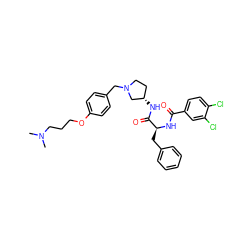 CN(C)CCCOc1ccc(CN2CC[C@H](NC(=O)[C@H](Cc3ccccc3)NC(=O)c3ccc(Cl)c(Cl)c3)C2)cc1 ZINC000028475203