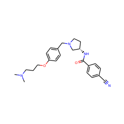 CN(C)CCCOc1ccc(CN2CC[C@H](NC(=O)c3ccc(C#N)cc3)C2)cc1 ZINC000028474091