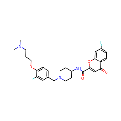 CN(C)CCCOc1ccc(CN2CCC(NC(=O)c3cc(=O)c4ccc(F)cc4o3)CC2)cc1F ZINC000028884102