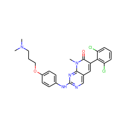 CN(C)CCCOc1ccc(Nc2ncc3cc(-c4c(Cl)cccc4Cl)c(=O)n(C)c3n2)cc1 ZINC000003815489