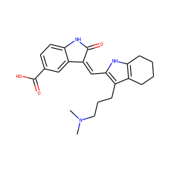 CN(C)CCCc1c(/C=C2\C(=O)Nc3ccc(C(=O)O)cc32)[nH]c2c1CCCC2 ZINC000013588471