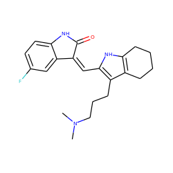 CN(C)CCCc1c(/C=C2\C(=O)Nc3ccc(F)cc32)[nH]c2c1CCCC2 ZINC000013588474