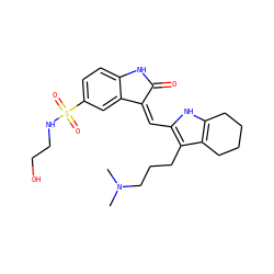 CN(C)CCCc1c(/C=C2\C(=O)Nc3ccc(S(=O)(=O)NCCO)cc32)[nH]c2c1CCCC2 ZINC000013588463