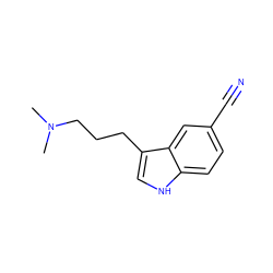 CN(C)CCCc1c[nH]c2ccc(C#N)cc12 ZINC000013673544