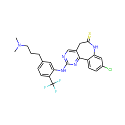 CN(C)CCCc1ccc(C(F)(F)F)c(Nc2ncc3c(n2)-c2ccc(Cl)cc2NC(=S)C3)c1 ZINC000082155828