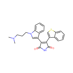 CN(C)CCCn1cc(C2=C(c3csc4ccccc34)C(=O)NC2=O)c2ccccc21 ZINC000038940179