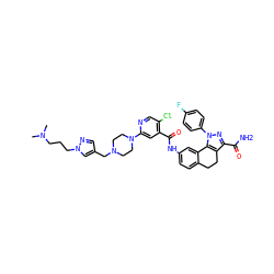 CN(C)CCCn1cc(CN2CCN(c3cc(C(=O)Nc4ccc5c(c4)-c4c(c(C(N)=O)nn4-c4ccc(F)cc4)CC5)c(Cl)cn3)CC2)cn1 ZINC000072123683