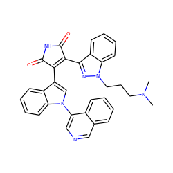 CN(C)CCCn1nc(C2=C(c3cn(-c4cncc5ccccc45)c4ccccc34)C(=O)NC2=O)c2ccccc21 ZINC000028117351