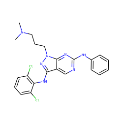 CN(C)CCCn1nc(Nc2c(Cl)cccc2Cl)c2cnc(Nc3ccccc3)nc21 ZINC000045496611