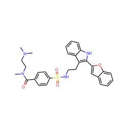 CN(C)CCN(C)C(=O)c1ccc(S(=O)(=O)NCCc2c(-c3cc4ccccc4o3)[nH]c3ccccc23)cc1 ZINC000014978431