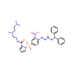CN(C)CCN(C)CCNC(=O)c1cccn1S(=O)(=O)c1ccc(NNC(=S)NC(c2ccccc2)c2ccccc2)c([N+](=O)[O-])c1 ZINC000026276346