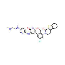 CN(C)CCN(C)c1ccc(Nc2cc(-c3cc(F)cc(N4CCc5c(sc6c5CCCC6)C4=O)c3CO)cn(C)c2=O)nc1 ZINC000116056079