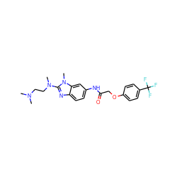CN(C)CCN(C)c1nc2ccc(NC(=O)COc3ccc(C(F)(F)F)cc3)cc2n1C ZINC000038149787