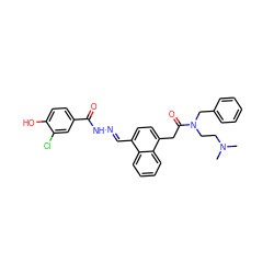 CN(C)CCN(Cc1ccccc1)C(=O)Cc1ccc(/C=N/NC(=O)c2ccc(O)c(Cl)c2)c2ccccc12 ZINC000027649738