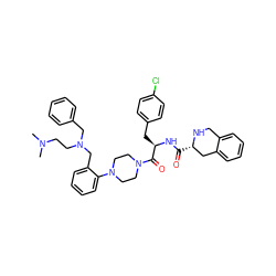 CN(C)CCN(Cc1ccccc1)Cc1ccccc1N1CCN(C(=O)[C@@H](Cc2ccc(Cl)cc2)NC(=O)[C@H]2Cc3ccccc3CN2)CC1 ZINC000028356209