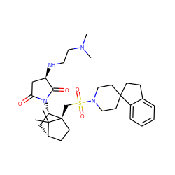 CN(C)CCN[C@@H]1CC(=O)N([C@H]2C[C@H]3CC[C@]2(CS(=O)(=O)N2CCC4(CCc5ccccc54)CC2)C3(C)C)C1=O ZINC000028230914