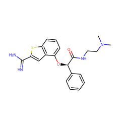 CN(C)CCNC(=O)[C@H](Oc1cccc2sc(C(=N)N)cc12)c1ccccc1 ZINC000045367105