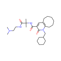 CN(C)CCNC(=O)C(C)(C)NC(=O)c1cc2c(n(CC3CCCCC3)c1=O)CCCCCC2 ZINC000084634267