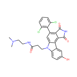 CN(C)CCNC(=O)CCn1c2ccc(O)cc2c2c3c(c(-c4c(Cl)cccc4Cl)cc21)C(=O)NC3=O ZINC000044386746