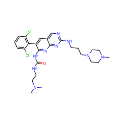 CN(C)CCNC(=O)Nc1nc2nc(NCCCN3CCN(C)CC3)ncc2cc1-c1c(Cl)cccc1Cl ZINC000023357760