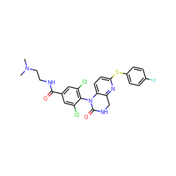 CN(C)CCNC(=O)c1cc(Cl)c(N2C(=O)NCc3nc(Sc4ccc(F)cc4)ccc32)c(Cl)c1 ZINC000027311382